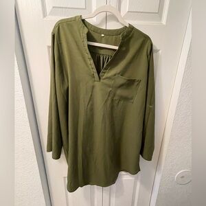 Olive green tunic style blouse xxl